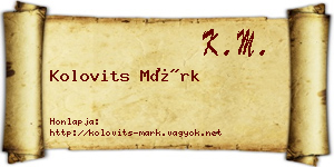 Kolovits Márk névjegykártya